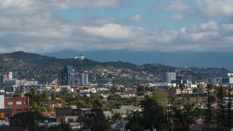 Grifith Observatory Hollywood Clouds Timelapse. Stock Footage 235735003