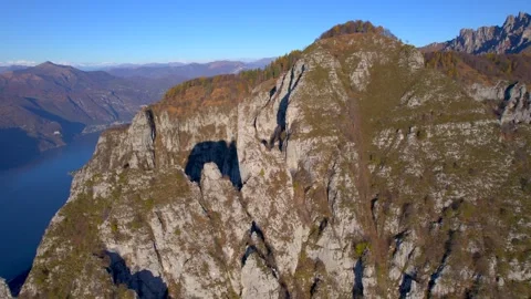 Grigna Mount and Como Lake aerial Video stock 261176600