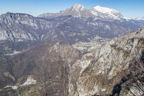 The Grigna seen from the Piani d'Erna Stock Photos