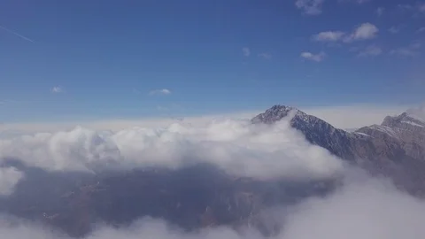 Grignetta summit above the clouds, Lecco, Lombardy, Italy Stock Footage 116139309
