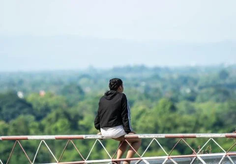 Gril with background Stock Photos