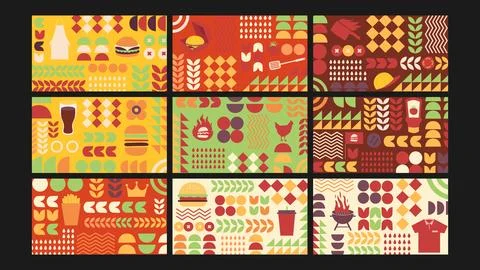 Grill and burger background Set Illustrazione stock