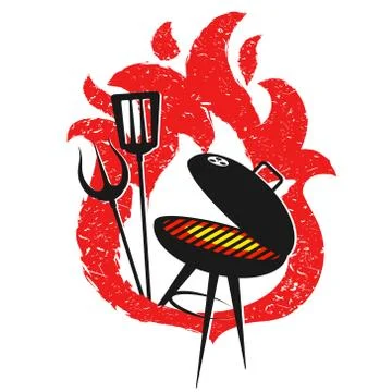 Grill and red fire design Stock Illustration
