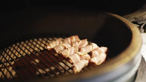 A grill with bacon on it Stock Footage 295370582