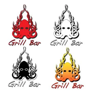 Grill bar illustration set isolated Stock Illustration