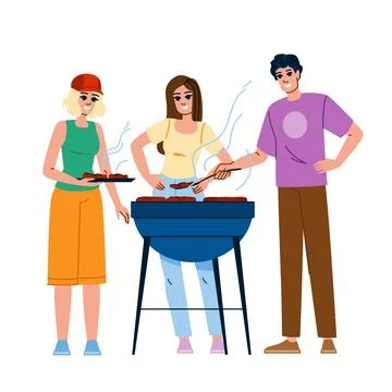 Grill barbecue with friends vector Ilustración de archivo