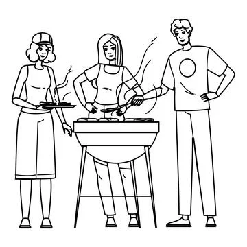 Grill barbecue with friends vector Ilustración de archivo