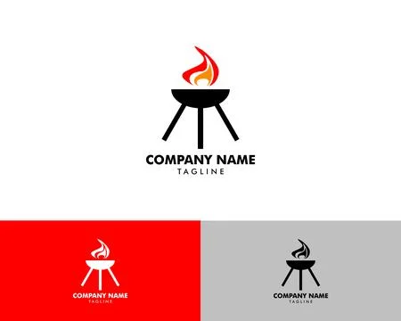 Grill barbecue logo design vector template Stock Illustration