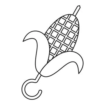 Grill BBQ corn icon, outline style Illustrazione stock