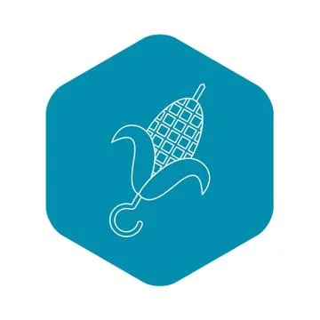 Grill BBQ corn icon, outline style Illustrazione stock