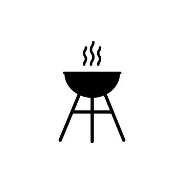 Grill bbq icon vector pictogram fire symbol. Grill barbecue roaster party smoke Stock Illustration