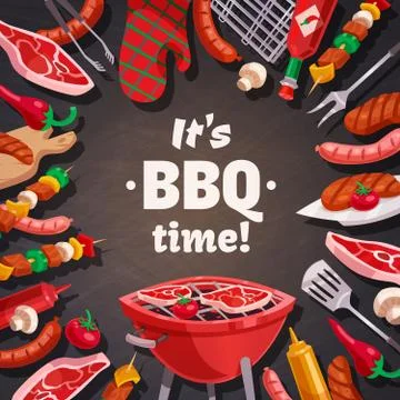 Grill BBQ Time Background Stock Illustration