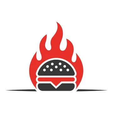 Grill Burger Flame Logo Fast Food Barbecue Restaurant Icon Vector Template Stock Illustration