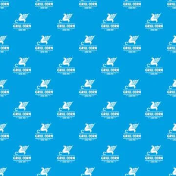 Grill corn pattern seamless blue Illustrazione stock