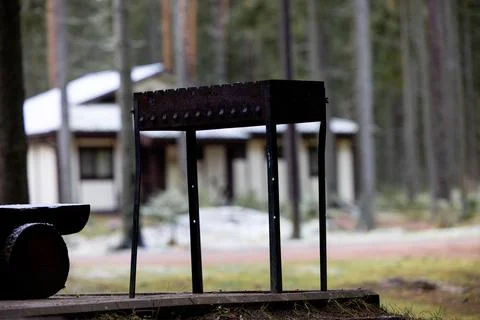 Grill in the countryside. Distant frame Stock Photos