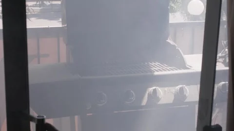Grill Covered in Fire Extinguisher Powder After Flare Up Stock Footage 341561305