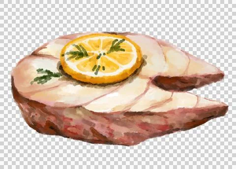 Grill fillet red snapper fish seafood steak watercolor painting illustration Illustrazione stock