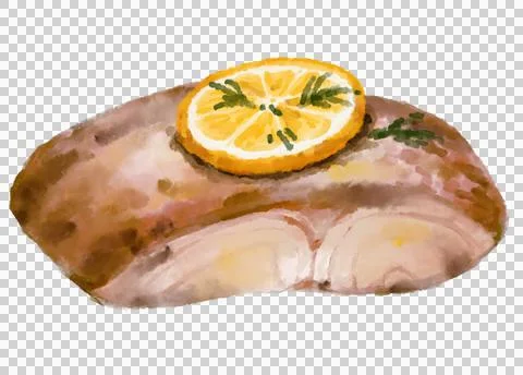 Grill fillet red snapper fish seafood steak watercolor painting illustration Stock Illustration