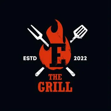 Grill Fire Alphabet E Logo Stock Illustration