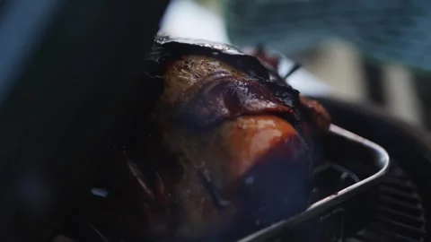 A grill is on fire and the grill is black Stock Footage 295370474