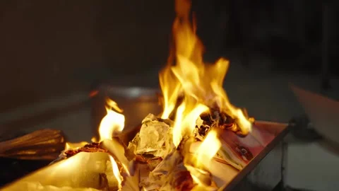 Grill Fire Flames  Perfect for BBQ or Cooking Videos Stock Footage 325059264