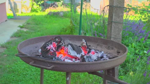 Grill with fire Stock Footage 144499349