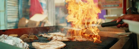 Grill Fire Stock Footage 340586619