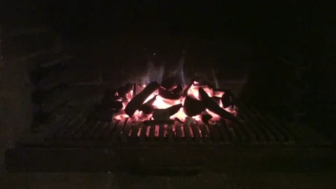 Grill Fire Glowing Stock Footage 77588386