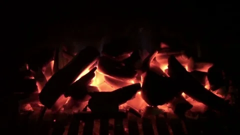 Grill Fire Glowing Stock Footage 77588395