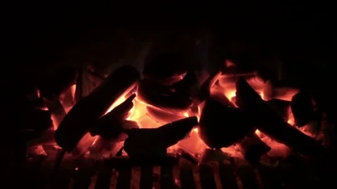 Grill Fire Glowing Stock Footage 77598589