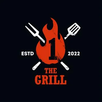 Grill Fire Number 1 Logo Stock Illustration