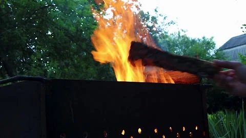 Grill with Fire. Prepare a Roasting Charcoal Flame for Grilling Meat.  Stock Footage 247456888