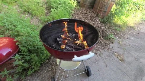 Grill Fire in Slow Motion Stock Footage