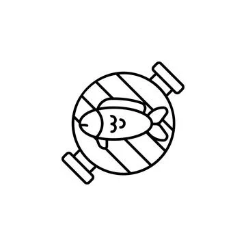 Grill Fish vector icon. Food icon line style Stock Illustration