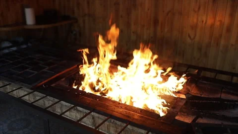 Grill Flames For Cooking Stock Footage 296023870
