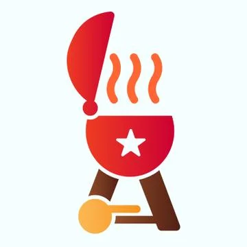 Grill flat icon. Bbq vector illustration isolated on white. Barbecue gradient Illustrazione stock