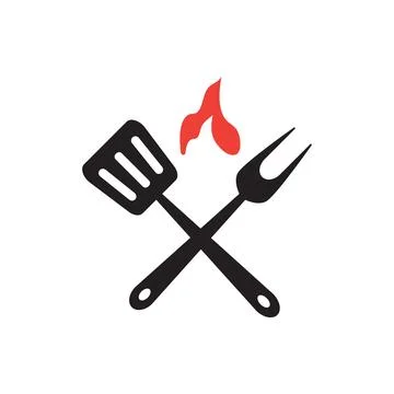 Grill fork icon logo design template isolated Stock Illustration
