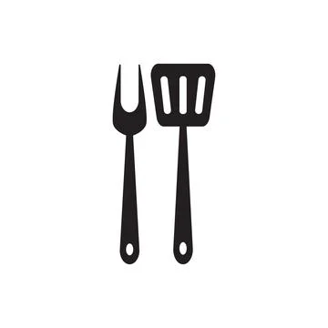 Grill fork icon logo design template isolated Stock Illustration