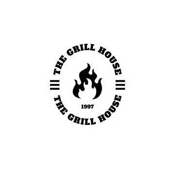 The grill house logo. Fire flame logo. Barbeque party logo stamp Stock Illustration