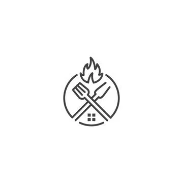 Grill house, restaurant. Vector logo icon template Stock Illustration