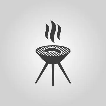 The grill icon. Barbeque symbol. Flat Stock Illustration