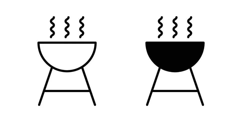 Grill icon black vector isolated on white Stock Illustration