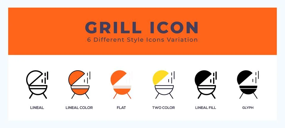 Grill icon set. Design elements for logo Stock Illustration