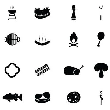 Grill icon set Stock Illustration