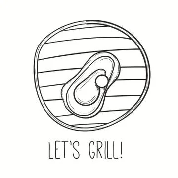 Grill illustration with meat. Vector steak Stock Illustration