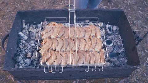 Grill from langoustines 5 Video stock 88559064