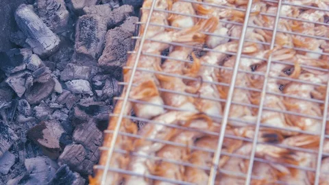 Grill from langoustines Video stock 88560131