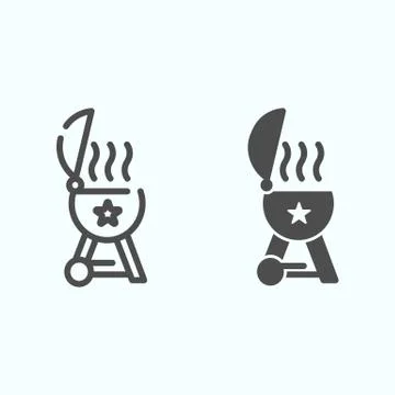 Grill line and glyph icon. Bbq vector illustration isolated on white. Barbecue Stock Illustration