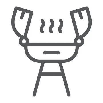 Grill line icon, fire and cooking, barbecue sign, vector graphics, a linear Stock Illustration