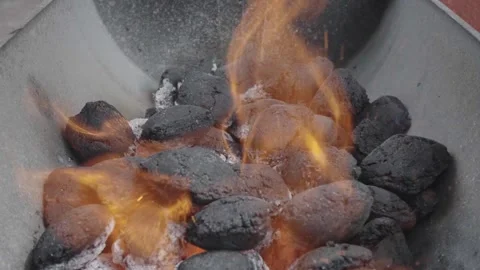 A grill with lit charcoal Stock Footage 301664550